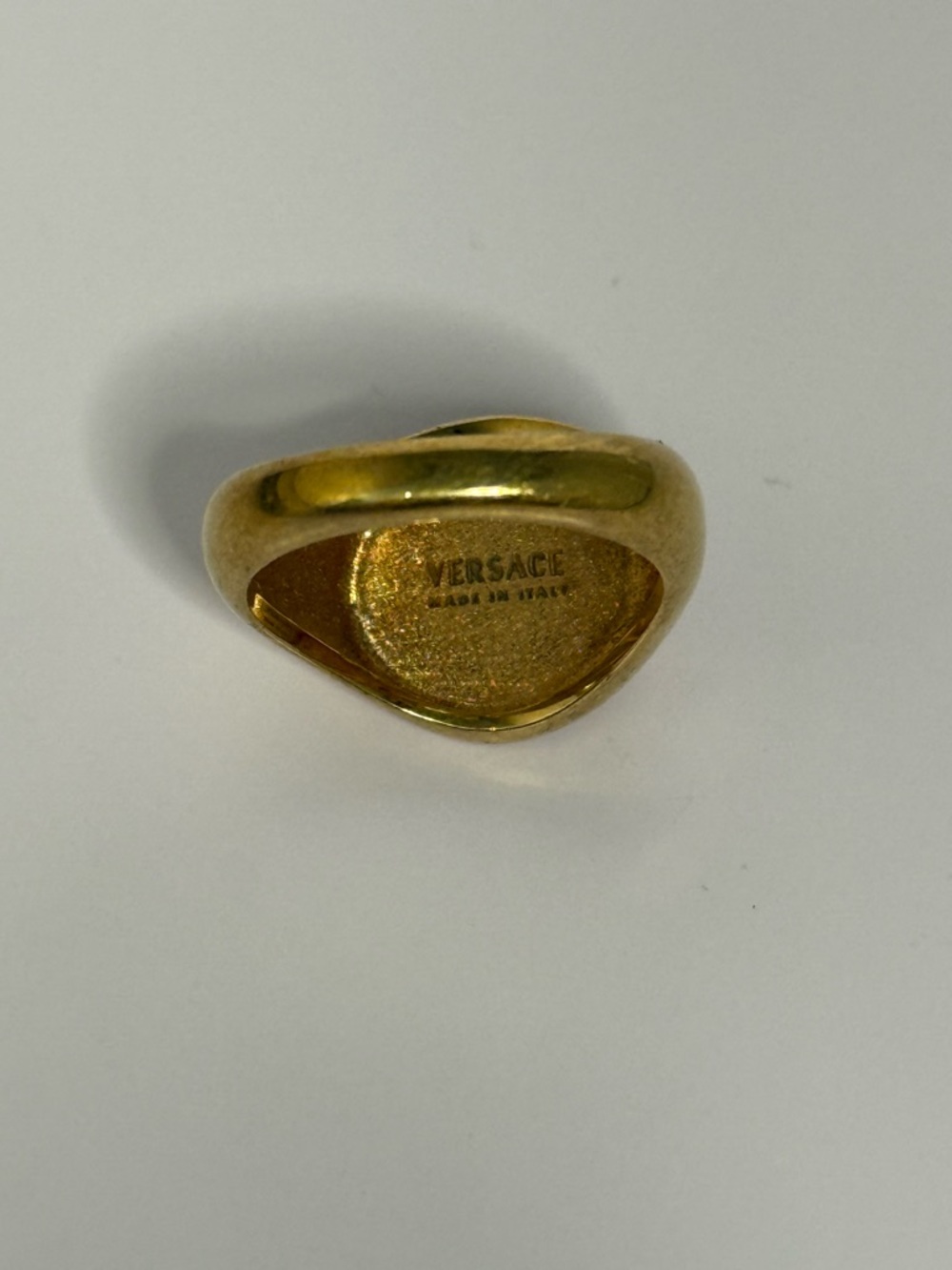 Versace Polished Gold Tone Signet Ring IT 17 (US 8) - Picture 5 of 5